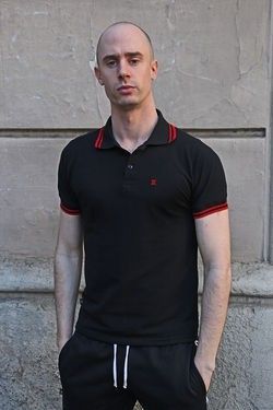 Boxer X-Polo Black Red Strips S