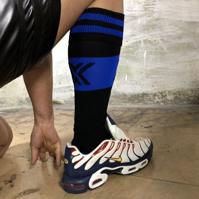 Boxer Deluxe Football Sox Black-Blue