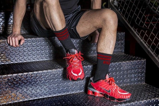 Boxer BXR Tennis Socks Black with red stripe