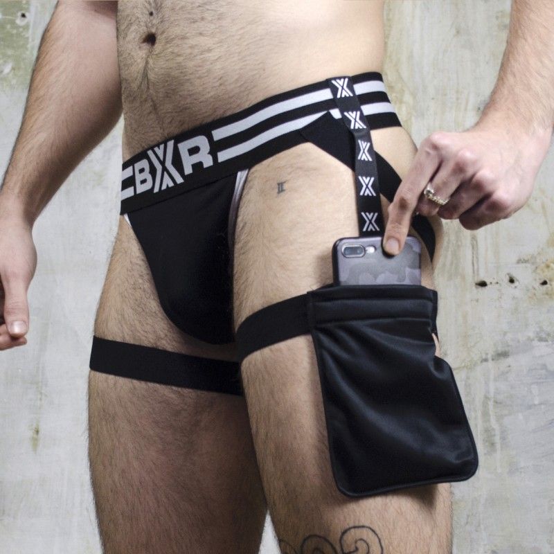 Boxer Suspender Jock Pocket Black