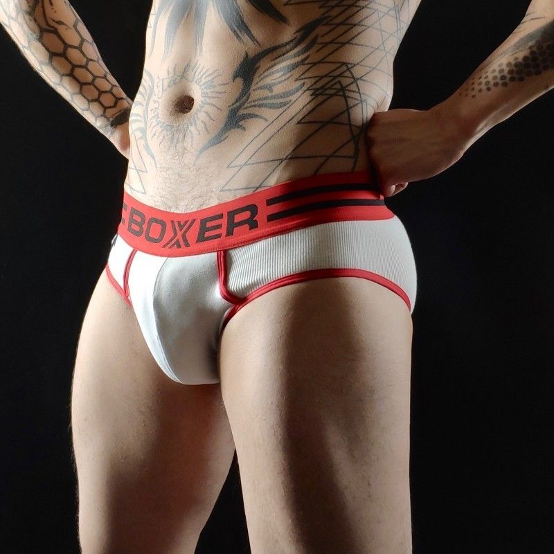 Boxer Y Front White with red detail 