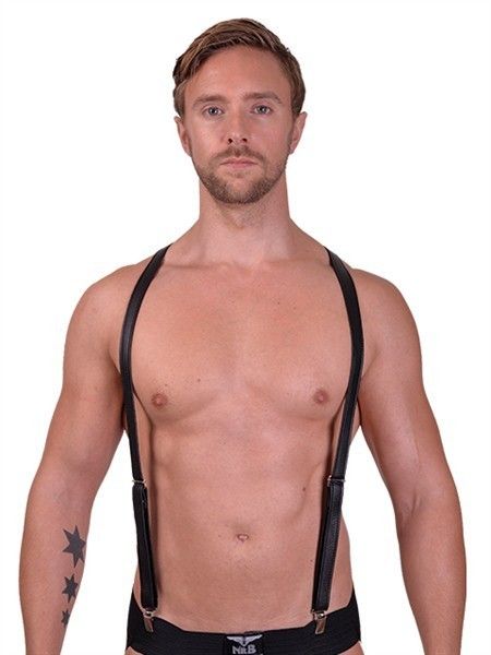 MrB Leather Suspenders Black