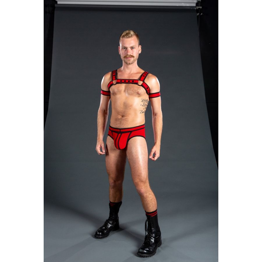 Mr-S-Leather Neo Bold Color Bulldog Harness Red 